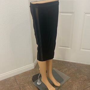 Tuxedo Skirt Privy Size Small Black Side Slimming Mesh Insert Knee Length New